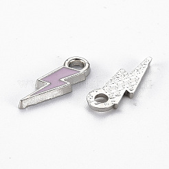 メッキ合金エナメルチャームラック  カドミウムフリー＆鉛フリー  プラチナ  稲妻  プラム  17x6x2mm  穴：2mm&nbsp;ENAM-N053-39B-RS