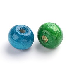 天然木のビーズ  染め  ラウンド  無鉛の  ミックスカラー  14x13mm  穴：4mm  約1200個/1000g&nbsp;TB095Y