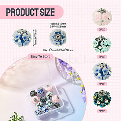 12Pcs 4 Styles Handmade Resin Indonesia Round Beads&nbsp;IPDL-TA0001-06