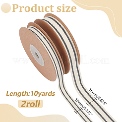 2 Rolls 2 Styles Cotton Striped Ribbons&nbsp;OCOR-WR0001-56B