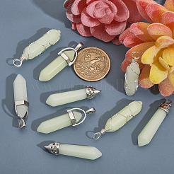 9Pcs 9 Styles Synthetic Luminous Stone Double Terminal Pointed Pendants&nbsp;G-CA0001-72