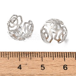 真鍮のフラワービーズキャップ  ニッケルフリー  3花びら  長持ちメッキ  プラチナ  11.6x9mm  穴：1mm&nbsp;KK-K381-02P