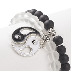 2Pcs 2 Color Glass Round Beaded Stretch Bracelets&nbsp;BJEW-JB09092-01