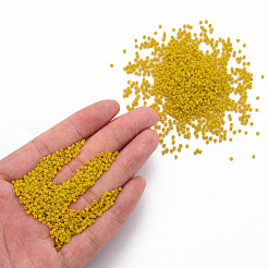 ガラスシリンダービーズ  シードビーズ  不透明色  丸い穴  ゴールド  1.5~2x1~2mm  穴：0.8mm  約8000個/袋  約1ポンド/バッグ&nbsp;SEED-S047-K-006