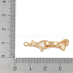 真鍮製折りたたみ式クラスプ  蝶結び  ゴールドカラー  30.5x8x6mm  穴：1.5mm&nbsp;FIND-U017-16G-03