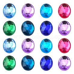 模造台湾アクリルラインストーンカボション  多面カット  フラットバックオーバル  ミックスカラー  10x8x3mm  約2000個/袋&nbsp;GACR-A008-8x10mm-M