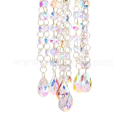 水晶ペンダントの装飾  鉄パーツ  ティアドロップ  クリアAB  468mm  ペンダント：305x78mm&nbsp;HJEW-M007-03G