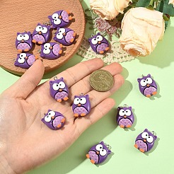 不透明樹脂ペンダント15個  プラチナトーン合金ループ付きハロウィーンチャーム  フクロウチャーム  蘭  20x27.5x10mm  穴：1.5mm&nbsp;RESI-YW0005-32