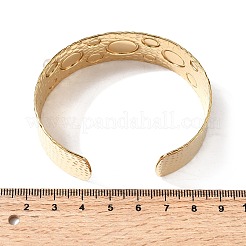 304ステンレススチールオープンカフバングル  女性用幅広バングル  丸いプラスチックパール付き  ゴールドカラー  内径：1.95x2.38インチ（4.95x6.05cm）&nbsp;BJEW-K264-05G