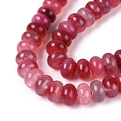 天然石瑪瑙ビーズ連売り  滑らかなロンデル  染め  サクランボ色  10~10.5x5.5~6mm  穴：0.7~1.2mm  約61~69個/連  14.37~15.55インチ（36.5~39.5cm）&nbsp;G-Q613-01E-08