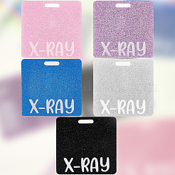 5個5色アクリルビッグペンダント  x-ray という文字が書かれた長方形  グリッターパウダー付き  ミックスカラー  85.5x82x2.5mm  穴：21x5.5mm  1pc /カラー&nbsp;MACR-CN0001-01C