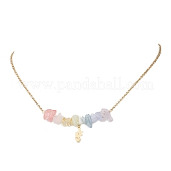 Chakra Gemstone Chip Beads & 304 Stainless Steel Butterfly Pendant Cable Chain Necklaces for Women&nbsp;NJEW-JN05826