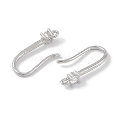 真鍮製マイクロパヴェキュービックジルコニアピアスフック  釣り針  プラチナ  18x8.5x3.5mm  穴：1mm&nbsp;KK-U008-08P