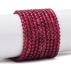 天然石ホワイトジェイドラウンドビーズ連売り  染め  暗赤色  3mm  穴：0.8mm  約110個/連  15~15.5インチ&nbsp;G-A130-3mm-F01