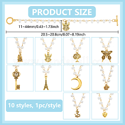 10Pcs ABS Plastic Imitation Pearl & Alloy Enamel Pendant Decorations&nbsp;HJEW-BC00078