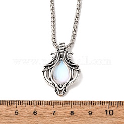 Bohemian Hollow Teardrop Alloy Pave Glass Imitation Moonstone Pendant Necklaces for Women&nbsp;FS-WG4BB29-01