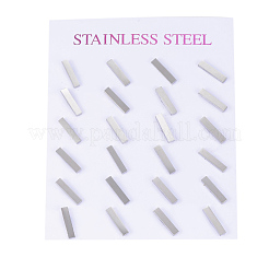 変色しにくい304ステンレススチールスタッドピアス  長方形  ステンレス鋼色  10x2x1mm  ピン：0.8mm&nbsp;X-EJEW-H350-24P