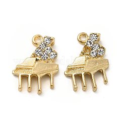 ラックメッキ合金ラインストーンペンダント  カドミウムフリー＆ニッケルフリー＆鉛フリー  ピアノチャーム  ゴールドカラー  19x14x4.5mm  穴：1.6mm&nbsp;ALRI-M006-11G