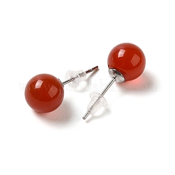 天然カーネリアンスタッドピアス  合金ピン付き  ラウンド  20.5x8mm&nbsp;LS-G-B075-02P-06