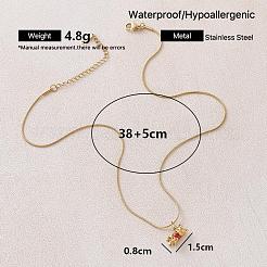 Vintage 304 Stainless Steel Enamel Red Cat Shape Pendant Necklaces for Women&nbsp;BK4574