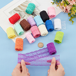 17Pcs 17 Colors Polyester Floral Lace Trims&nbsp;SRIB-BC0001-10