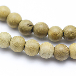 天然クスノキビーズ連売り  ラウンド  染め  6mm  穴：1mm  約64個/連  15.7インチ（40cm）&nbsp;WOOD-P011-08-6mm