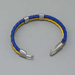Flag Color Imitation Leather Double Line Cord Bracelet with Alloy Clasp&nbsp;GUQI-PW0001-088