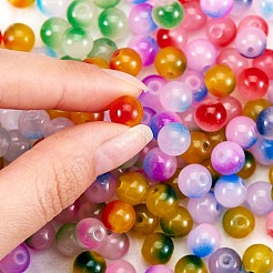 200個10色スプレー塗装ガラスビーズ  ラウンド  ミックスカラー  8x7.5mm  穴：1.4mm  20個/カラー&nbsp;GLAA-SZ0001-79