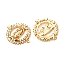 Brass Micro Pave Clear Cubic Zirconia Connector Charms&nbsp;CU-CBA4579-18G