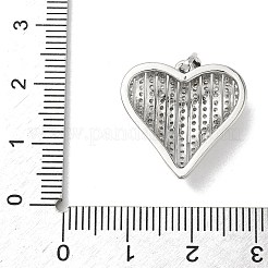 真鍮マイクロパヴェクリアキュービックジルコニアペンダント  ハートチャーム  プラチナメッキ  20x20x6mm  穴：4.5x3mm&nbsp;KK-L254-07G