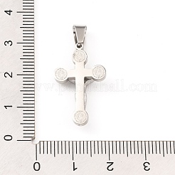 変色しない304ステンレススチールペンダント  十字架クロスチャーム  ステンレス鋼色  25x15x5mm  穴：7.5x4mm&nbsp;STAS-H182-01P