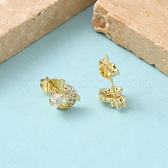 Brass Micro Pave Clear Cubic Zirconia Stud Earrings&nbsp;EJEW-Z144-26G