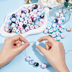112PCS 8Colors UV Plating Rainbow Iridescent Acrylic Beads&nbsp;OACR-DC0001-21