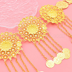 Alloy Light Colorado Topaz Rhinestone Flower Coin Tassel Waist Belly Chains for Beach Bikini&nbsp;FS-WG0FCE9-01