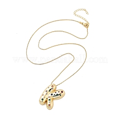 Brass Micro Pave Cubic Zirconia Letter Pendant Necklaces&nbsp;LS-KK-Z069-01G-K