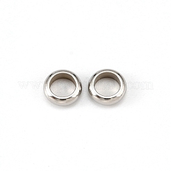 304ステンレススチールクリンプビーズ  ロンデル  ステンレス鋼色  6x2mm  穴：4mm&nbsp;STAS-WH0029-06D-01