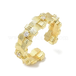 Brass Micro Pave Cubic Zirconia Cuff Open Rings&nbsp;RJEW-C163-13G