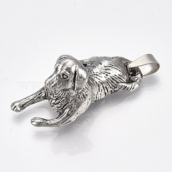 チベット風合金子犬ペンダント  ラブラドールレトリバー犬  アンティークシルバー  41x21x18.5mm  穴：8.5x3.5mm&nbsp;PALLOY-S178-09