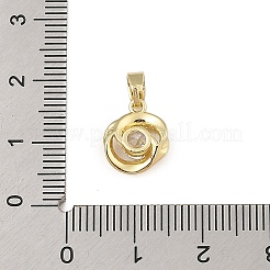 真鍮製マイクロパヴェキュービックジルコニアペンダント  ジャンプリングチャーム付き  花  13x10x3mm  穴：5x3mm&nbsp;KK-U041-02G-01