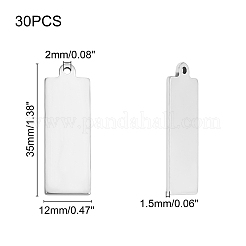 304ステンレススチール製刻印入りブランクタグペンダント  長方形  ステンレス鋼色  35x12x1.5mm  穴：2mm  30個/箱&nbsp;STAS-UN0021-72P
