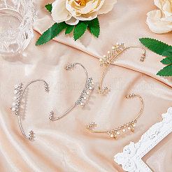 4Pcs 4 Style Crystal Rhinestone Curved Bar Cuff Earrings with Imitation Pearl Beaded&nbsp;EJEW-HY0001-04