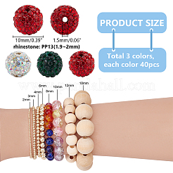 120Pcs 3 Colors Pave Disco Ball Beads&nbsp;RB-PH0001-42