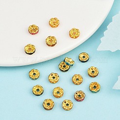 Brass Rhinestone Spacer Beads&nbsp;RSBG7mm