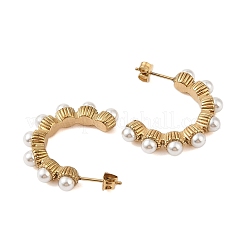 Ion Plating(IP) 304 Stainless Steel with ABS Imitation Pearl Stud Earrings for Women&nbsp;EJEW-N055-15G