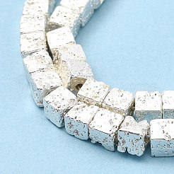 天然溶岩岩ビーズ連売り  キューブ  銀メッキ  4~5x4~5x4~5mm  穴：1mm  約90~95個/連  15.5~16インチ&nbsp;G-E602-03A
