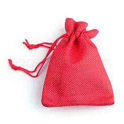 Polyester Imitation Burlap Packing Pouches Drawstring Bags&nbsp;ABAG-R005-14x10-18