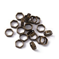 真鍮製ビーズフレーム  六角  アンティークブロンズ  6x7x2mm  穴：0.9mm  20個/袋&nbsp;FIND-WH0110-332AB