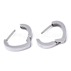 変色しない304ステンレススチール製フープピアス  ハート  ステンレス鋼色  14.5x16x3mm  ピン：0.8mm&nbsp;STAS-R115-24P