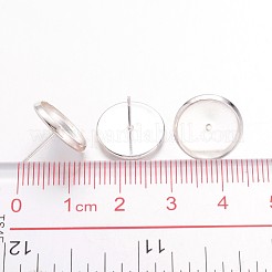 真鍮の耳のスタッドのセッティング  鉛フリー＆カドミウムフリー  銀色のメッキ  トレイ：12mm  12mm  ピン：1mm&nbsp;X-IFIN-Q005-S-NR
