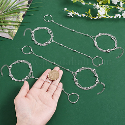 4Pcs Brass Satellite Chains Finger Ring Bracelets&nbsp;BJEW-HY0001-05S